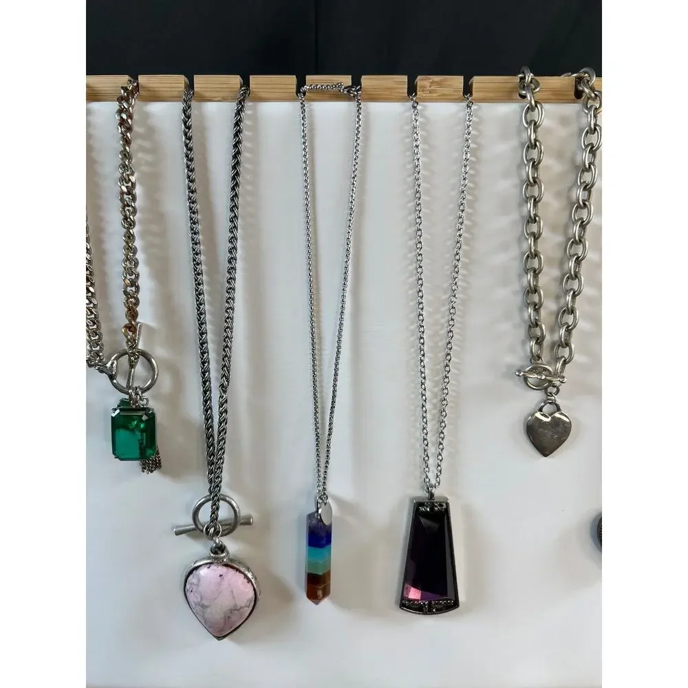 lot of 8 beautiful tinkerbell charm pendant with chain necklace assorted jewelry